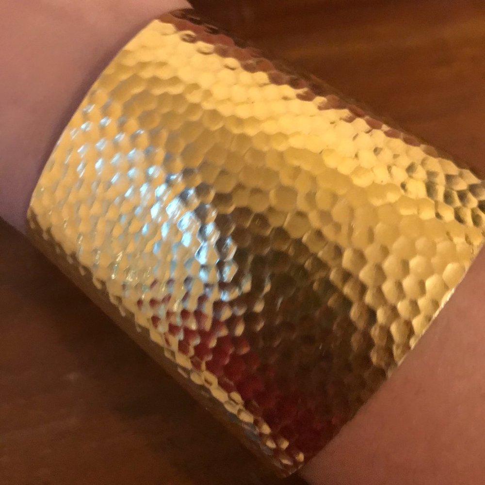 Citrine by the Stones Gold Hammered Cuff Bracelet